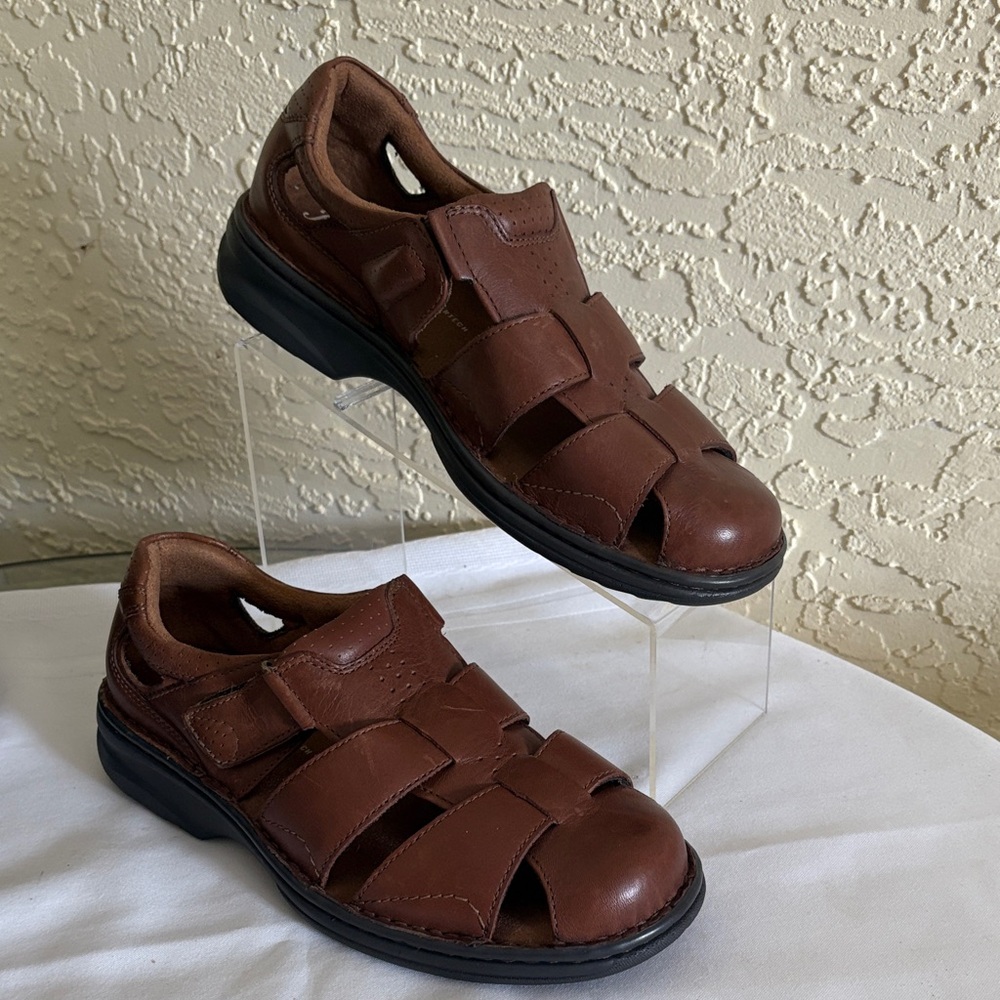 Brown Leather Men's Sandals Florsheim Getaway Fisherman Sandal size: 9W